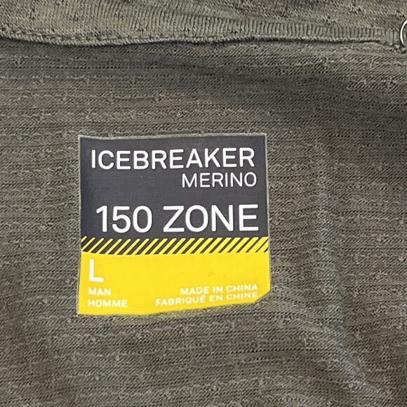 Icebreaker NEW 150 Zone Long Sleeve Half Zip Mens Large Merino Blend Top Green - Picture 10 of 16